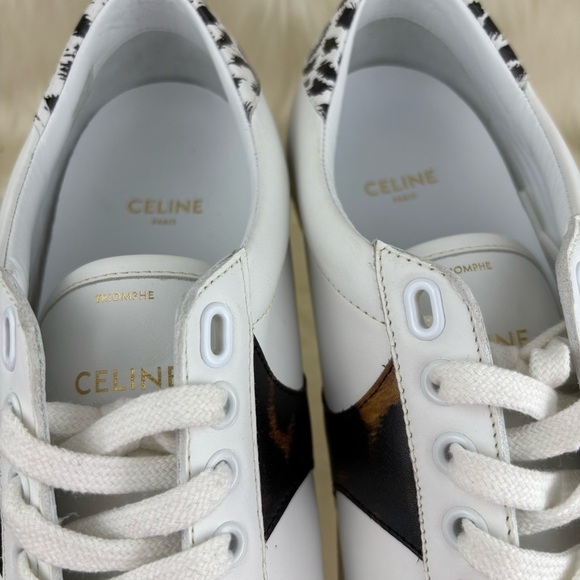 CELINE TRIOMPHE LEOPARD PRINT WHITE SNEAKERS
SIZE 40 
US 9.5 WOMANS - Picture 9 of 15
